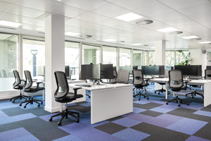 Task chairs at desks in an online bank's London office, furnished by JPA Workspaces