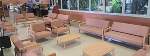 Re-upholstered soft seating in a breakout area at the Royal Free Hospital